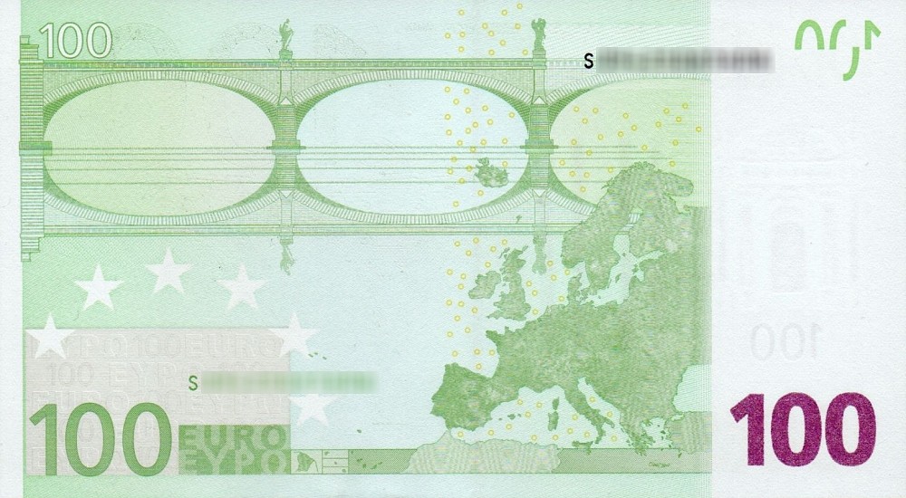 Détail du billet de 100 € 2002 Italie