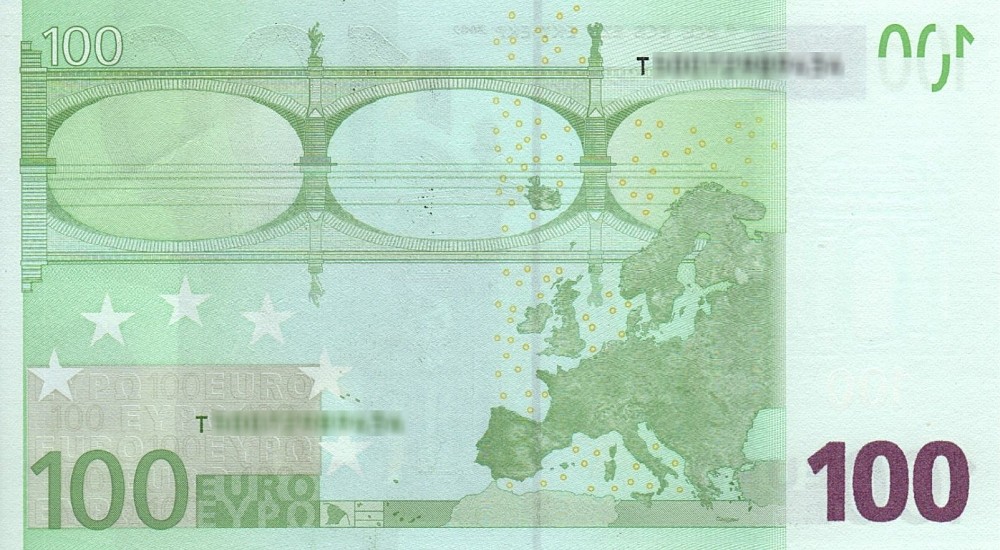 Détail du billet de 100 € 2002 Irlande