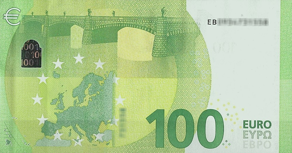 Détail du billet de 100 € 2019 France (Oberthur)