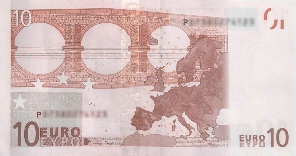 Détail du billet de 10 € 2002 Pays-Bas