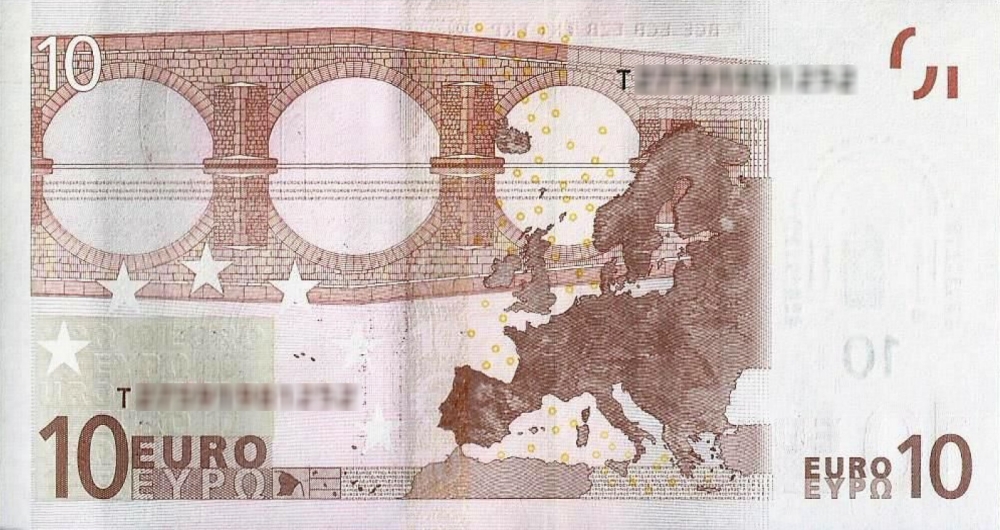 Détail du billet de 10 € 2002 Irlande