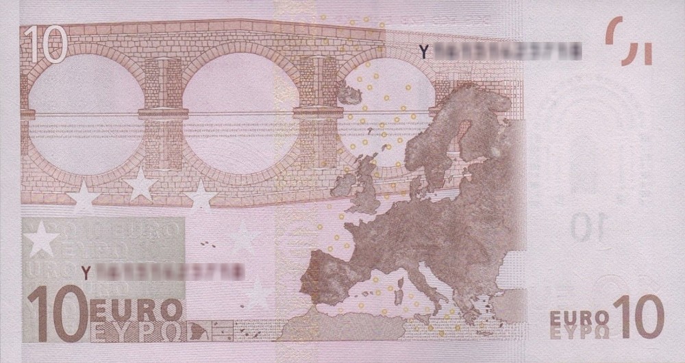 Détail du billet de 10 € 2002 Grèce