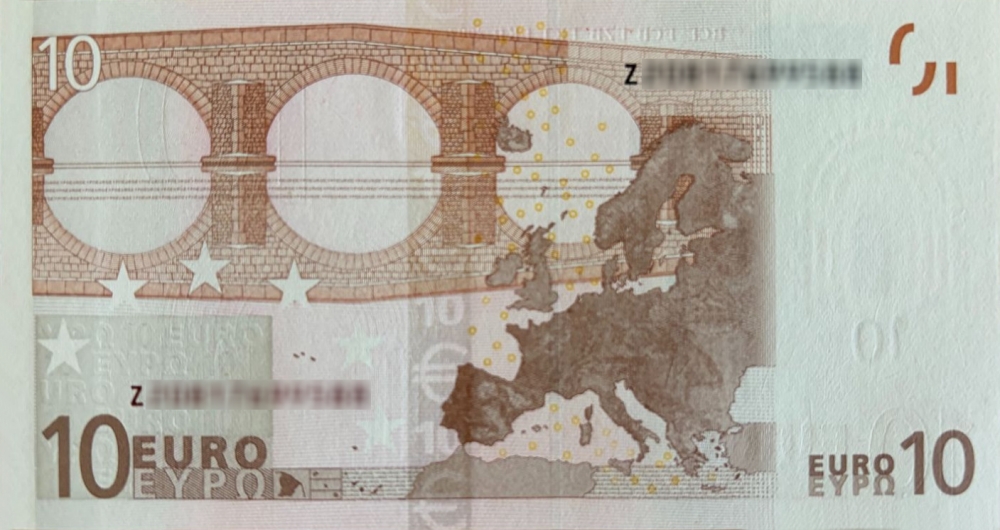 Détail du billet de 10 € 2002 Belgique