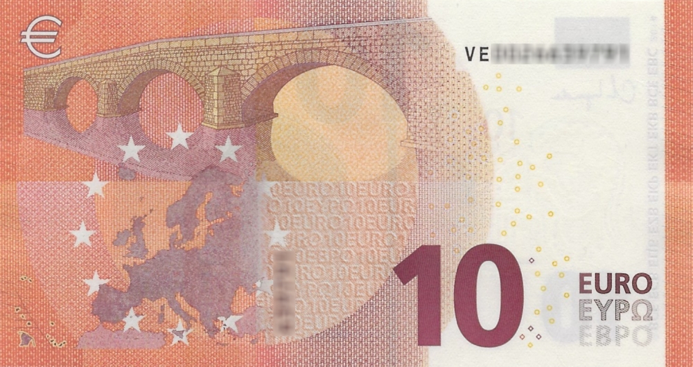 Détail du billet de 10 € 2014 Espagne