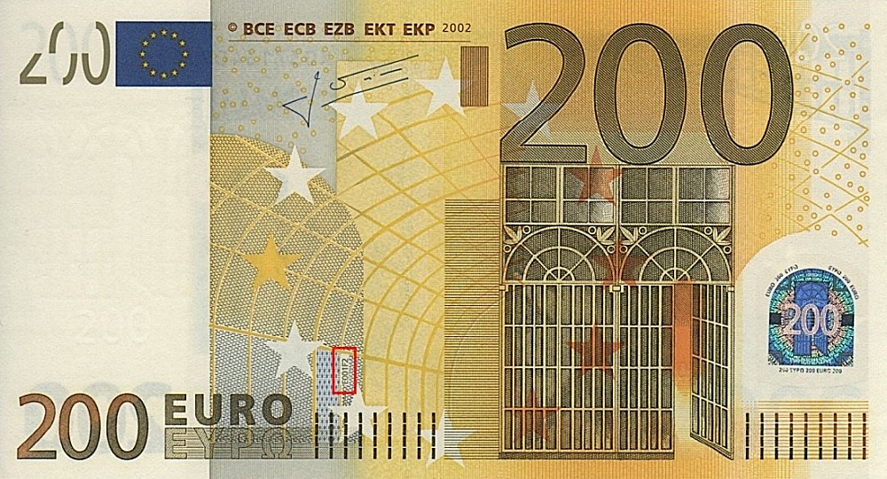 Billet de 200 € 2002 Allemagne