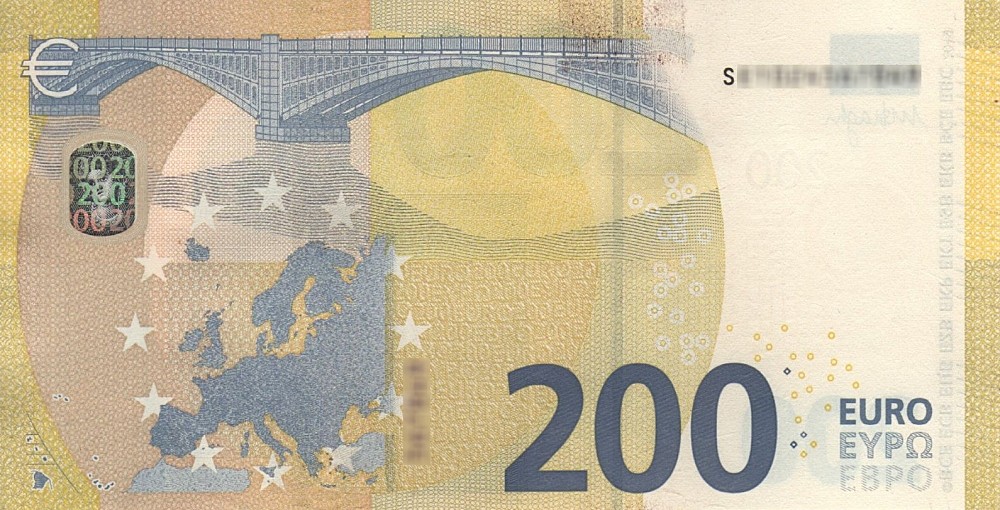 Détail du billet de 200 € 2019 Italie