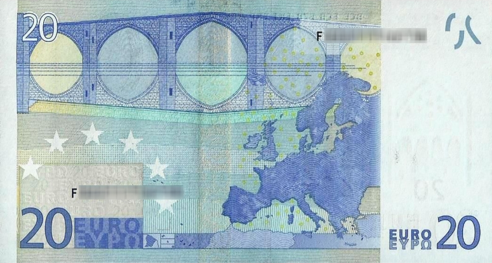 Détail du billet de 20 € 2002 Malte