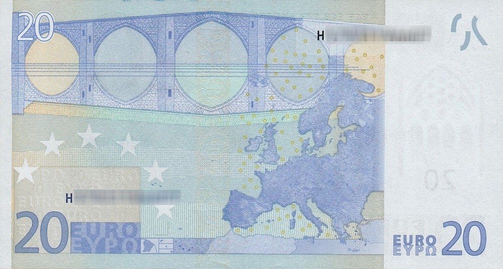 Détail du billet de 20 € 2002 Slovénie