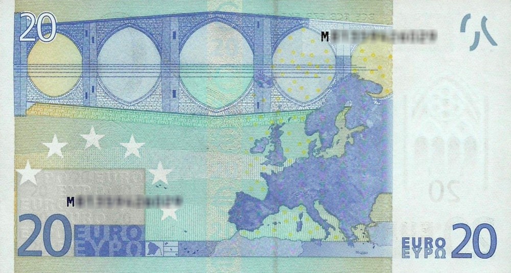 Détail du billet de 20 € 2002 Portugal