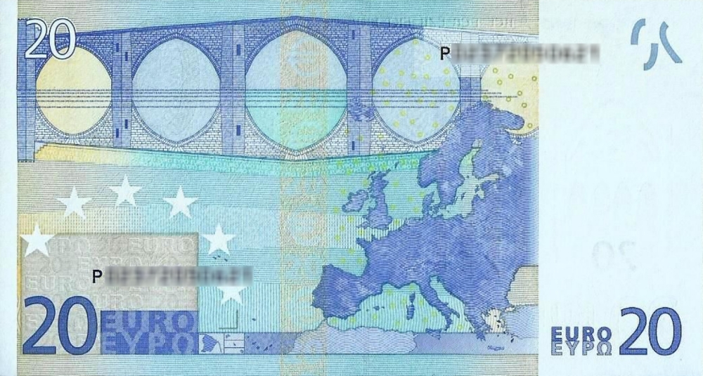 Détail du billet de 20 € 2002 Pays-Bas