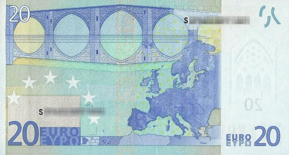 Détail du billet de 20 € 2002 Italie