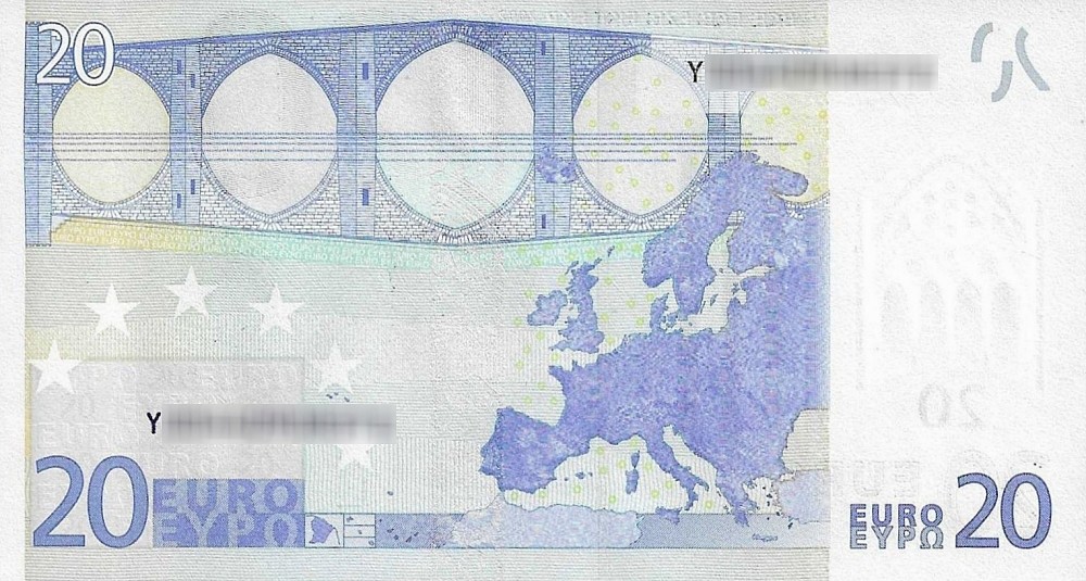 Détail du billet de 20 € 2002 Grèce