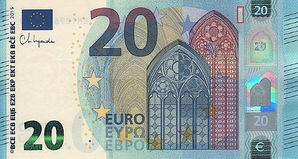 Billet de 20 € 2015 France (Oberthur)