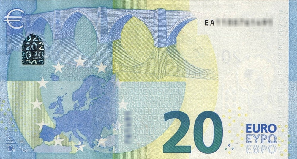 Détail du billet de 20 € 2015 France (Oberthur)