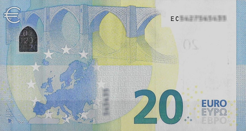 Détail du billet de 20 € 2015 France (Oberthur)