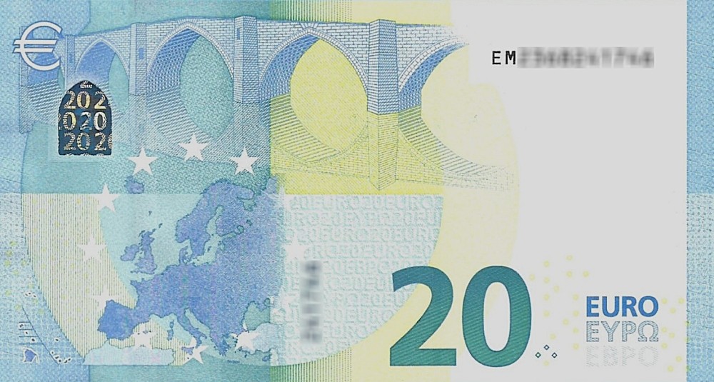 Détail du billet de 20 € 2015 France (Oberthur)