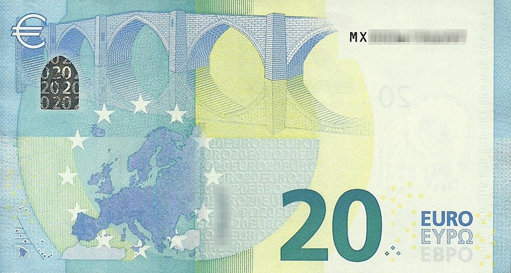 Détail du billet de 20 € 2015 Portugal
