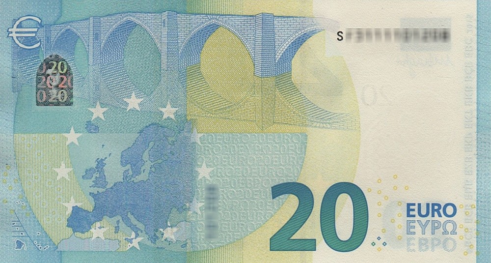 Détail du billet de 20 € 2015 Italie