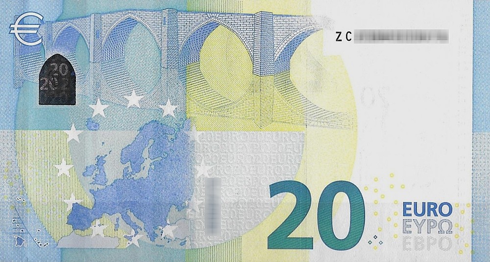 Détail du billet de 20 € 2015 Belgique