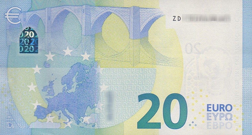 Détail du billet de 20 € 2015 Belgique