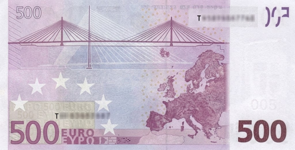 Détail du billet de 500 € 2002 Irlande