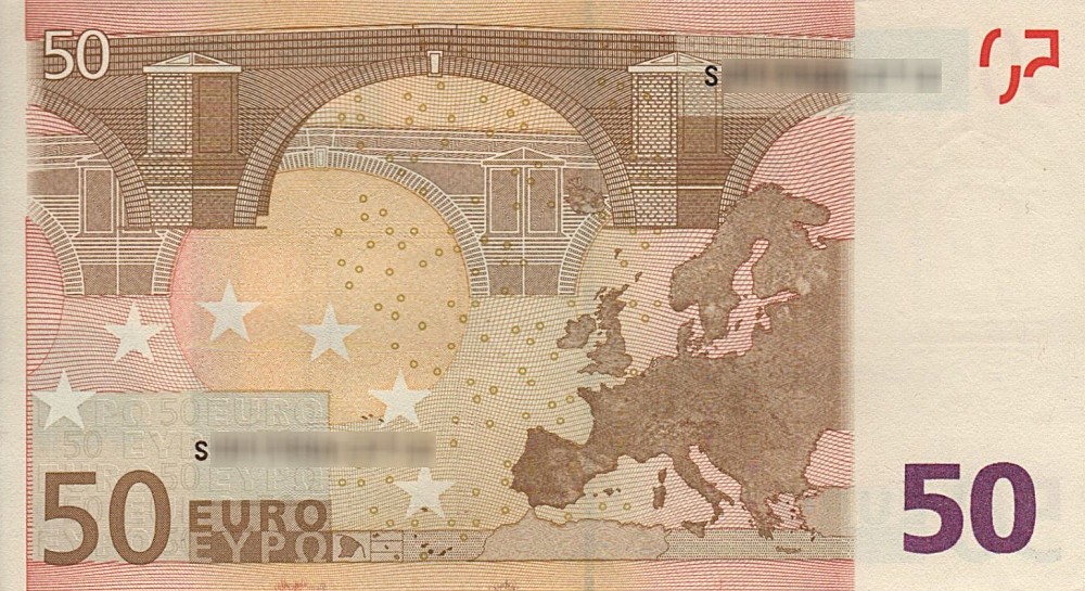 Détail du billet de 50 € 2002 Italie