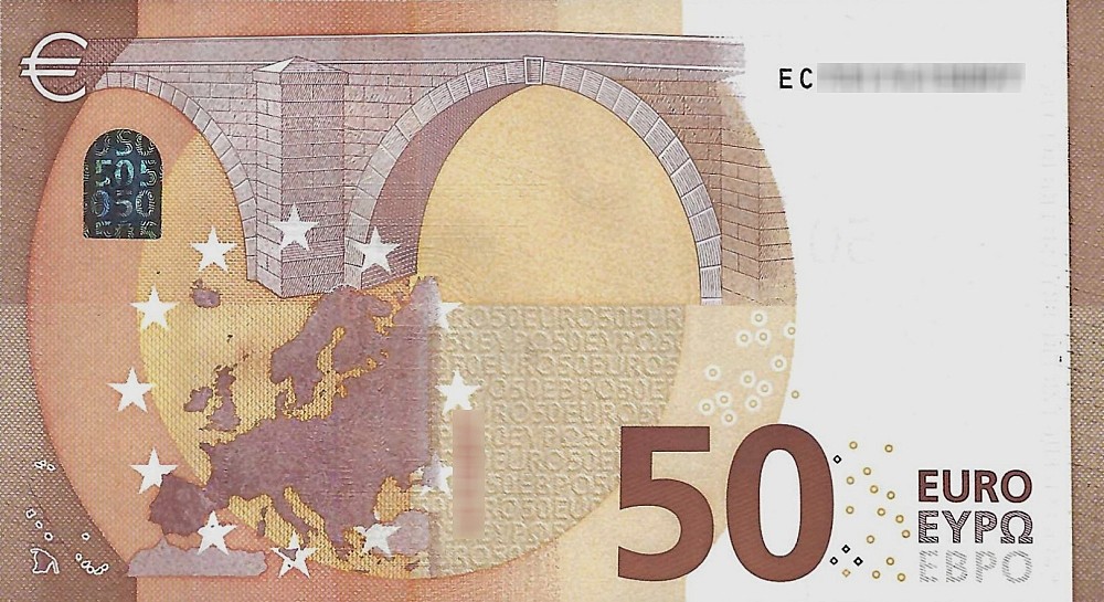 Détail du billet de 50 € 2017 France (Oberthur)