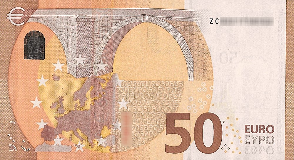 Détail du billet de 50 € 2017 Belgique
