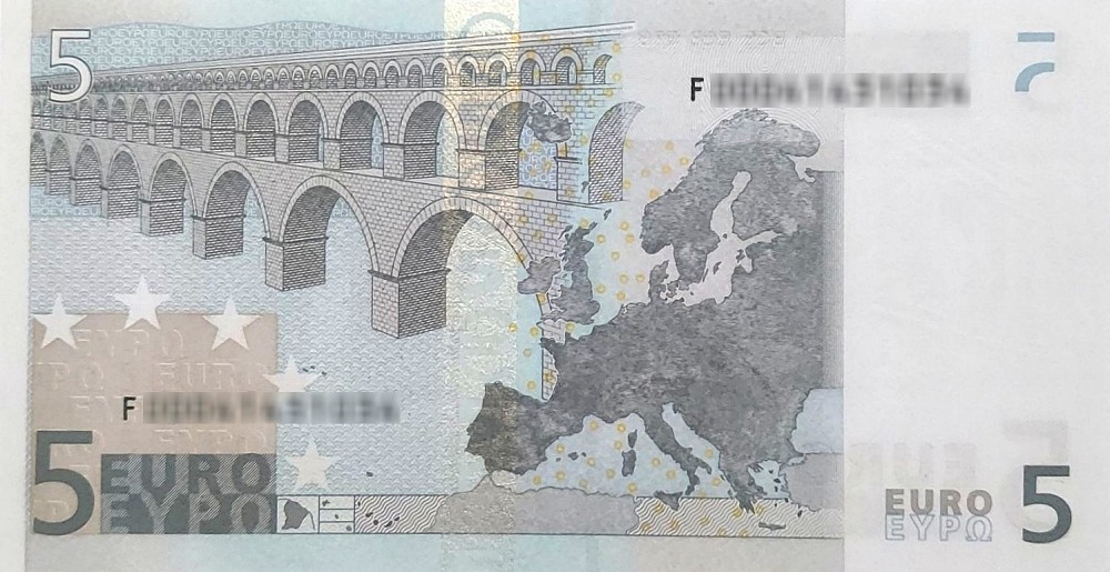 Détail du billet de 5 € 2002 Malte