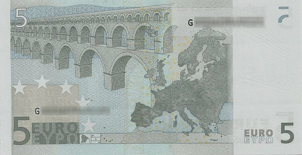 Détail du billet de 5 € 2002 Chypre