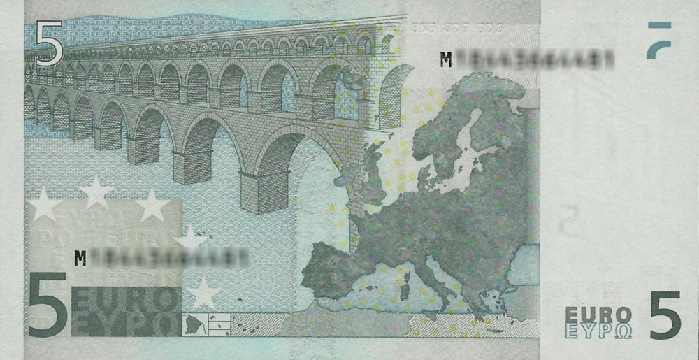 Détail du billet de 5 € 2002 Portugal