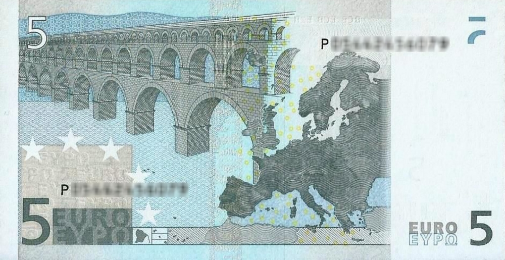 Détail du billet de 5 € 2002 Pays-Bas