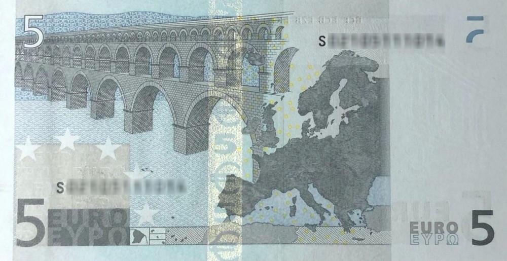 Détail du billet de 5 € 2002 Italie