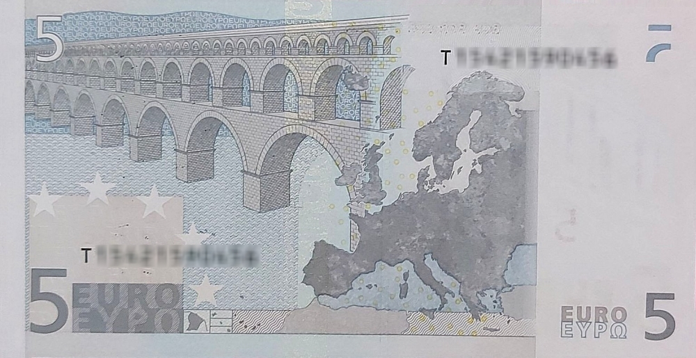 Détail du billet de 5 € 2002 Irlande