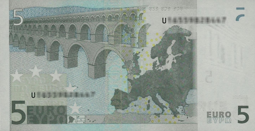 Détail du billet de 5 € 2002 France
