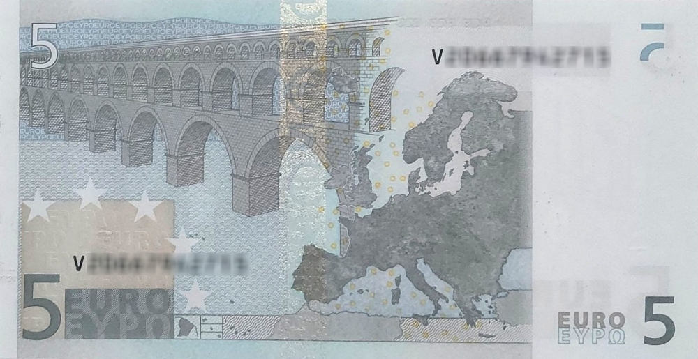 Détail du billet de 5 € 2002 Espagne
