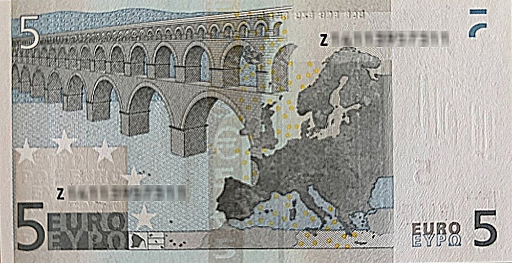 Détail du billet de 5 € 2002 Belgique