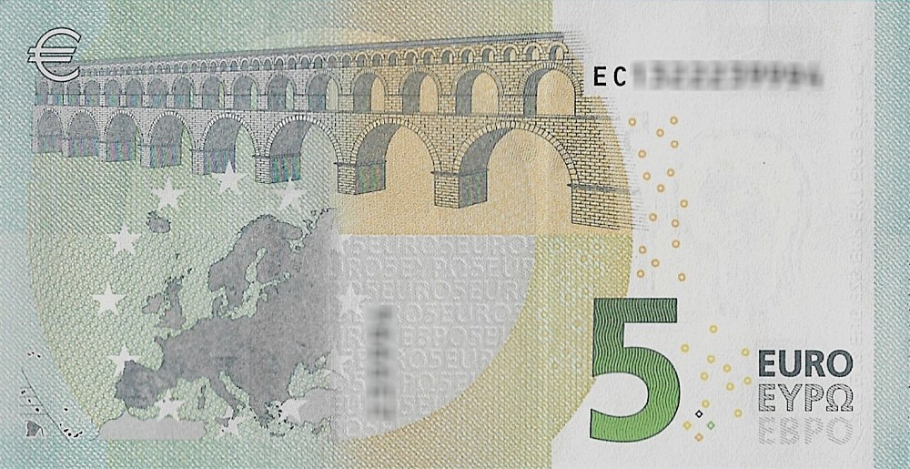 Détail du billet de 5 € 2013 France (Oberthur)